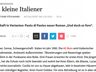 Buchrezension von Christiane Pöhlmann über Paolo Di Paolos „Und doch so fern“ in der FAZ