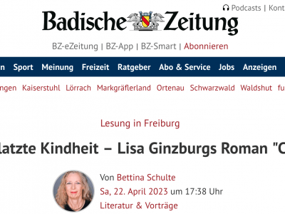 Bettina Schulte in der Badischen Zeitung zu Ginzburgs Roman „Carapax“